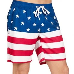 Tipsy Elves Patriotic American Flag Stretch Swim Trunks