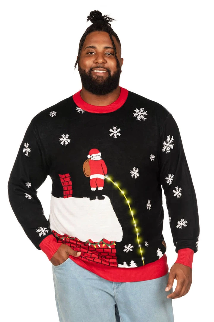 Tipsy Elves Men's Leaky Roof Light Up Big And Tall Ugly Christmas Sweater