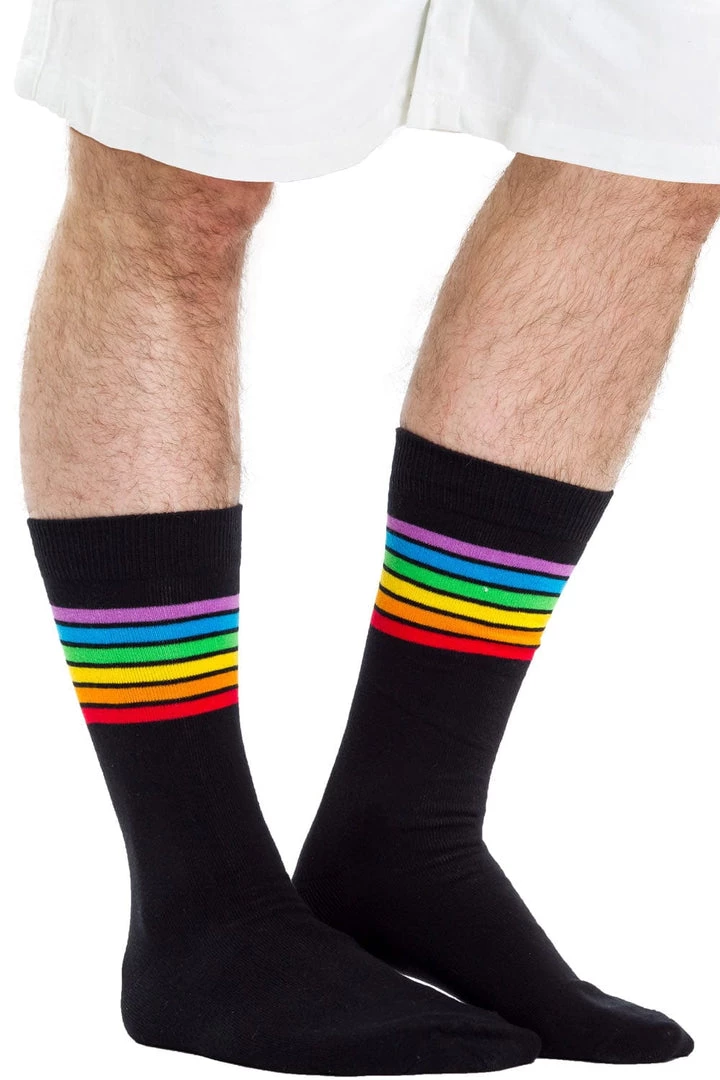 Tipsy Elves Black Rainbow Socks - Men's Cut