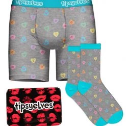 Tipsy Elves Men's Candy Hearts Boxers & Socks Gift Set