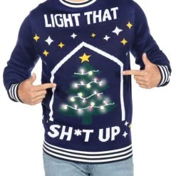 Tipsy Elves Men's Light That Sh*t Up Ugly Christmas Sweater