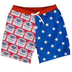 Tipsy Elves Patriotic Crack A Cold Wave Budweiser Swim Trunks