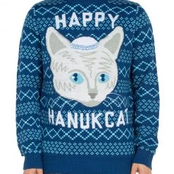 Tipsy Elves Men's Happy Hanucat Sweater