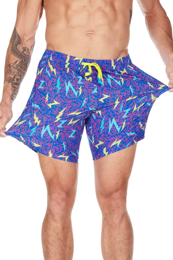 Tipsy Elves Grease Lightning Stretch Swim Trunks