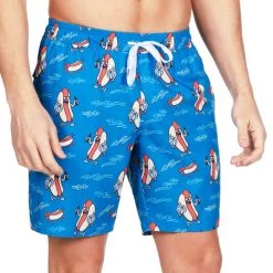 Tipsy Elves Hot Dog Diver Stretch Swim Trunks Men