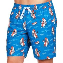 Tipsy Elves Hot Dog Diver Stretch Swim Trunks Men