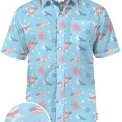 Tipsy Elves Patriotic Men's Island Of The Free Button Down Shirt