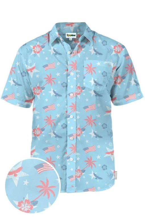 Tipsy Elves Patriotic Men's Island Of The Free Button Down Shirt
