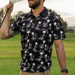 Tipsy Elves Men's Monochrome Moonlight Golf Polo