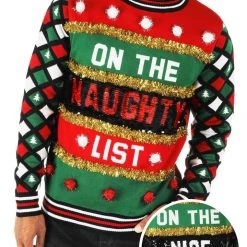 Tipsy Elves Men's Naughty Or Nice Reversible Sequin Ugly Christmas Sweater