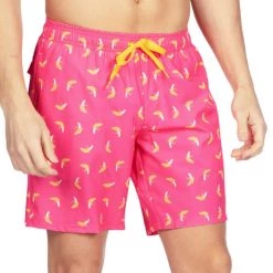 Tipsy Elves Spring Pink Banana Peel Stretch Swim Trunks