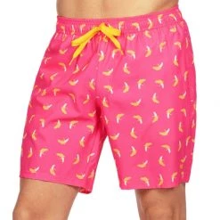 Tipsy Elves Spring Pink Banana Peel Stretch Swim Trunks