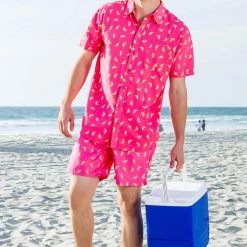 Tipsy Elves Spring Pink Banana Peel Stretch Swim Trunks