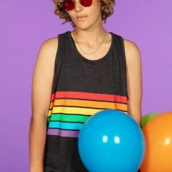 Tipsy Elves Charcoal Rainbow All The Way Tank Top - Men's Cut