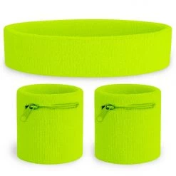 Tipsy Elves Neon Yellow Zippered Sweatband Set