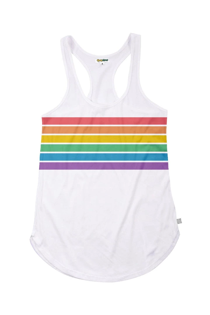 Tipsy Elves White Rainbow All The Way Tank Top - Women's Cut