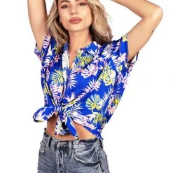 Tipsy Elves Women's Blue Lagoon Hawaiian Shirt Spring