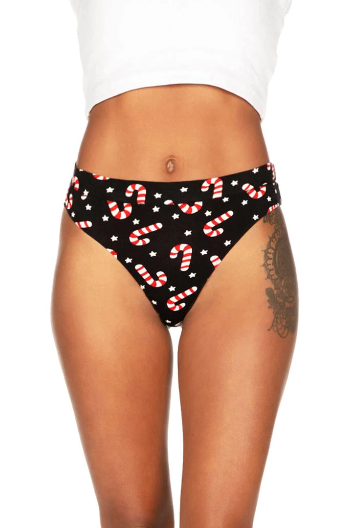 Tipsy Elves Women's Candy Cane Lane Thong Underwear