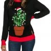 Tipsy Elves Women's Cactus Tree Light Up Ugly Christmas Sweater