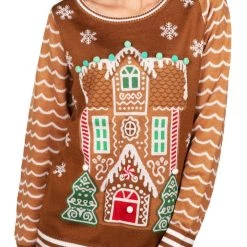 Tipsy Elves Women's Gingerbread House Ugly Christmas Sweater