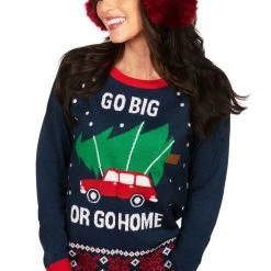 Tipsy Elves Women's Go Big Or Go Home Ugly Christmas Sweater