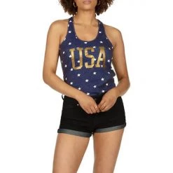 Tipsy Elves Women's Gold Foil USA Tank Top