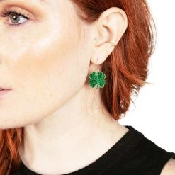 Tipsy Elves Four Leaf Clover Glitter Earrings