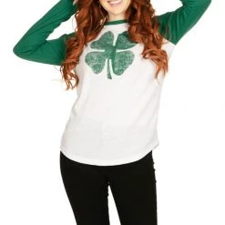 Tipsy Elves Women's Lucky Clover Long Sleeve Shirt