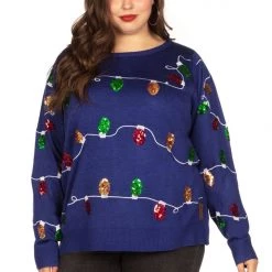 Tipsy Elves Women's Christmas Lights Plus Size Ugly Christmas Sweater