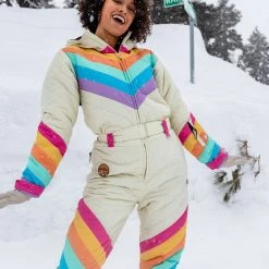 Tipsy Elves Women's Retro Rainbow Ski Suit Trending