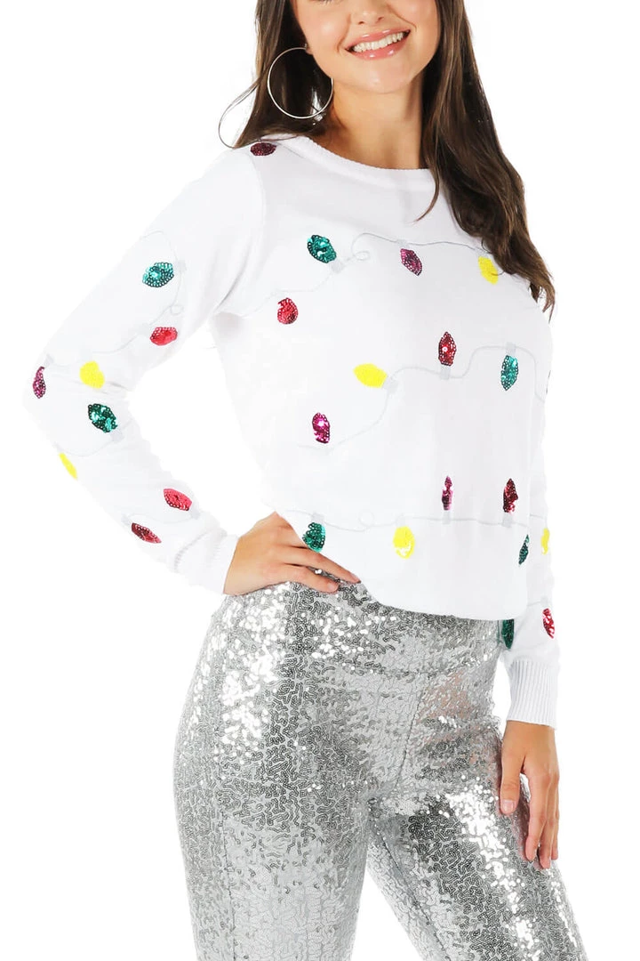 Tipsy Elves Women's Sequin Lights Ugly Christmas Sweater