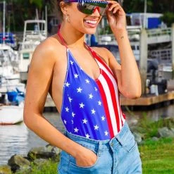 Tipsy Elves Women's Flag One Piece Swim Suit