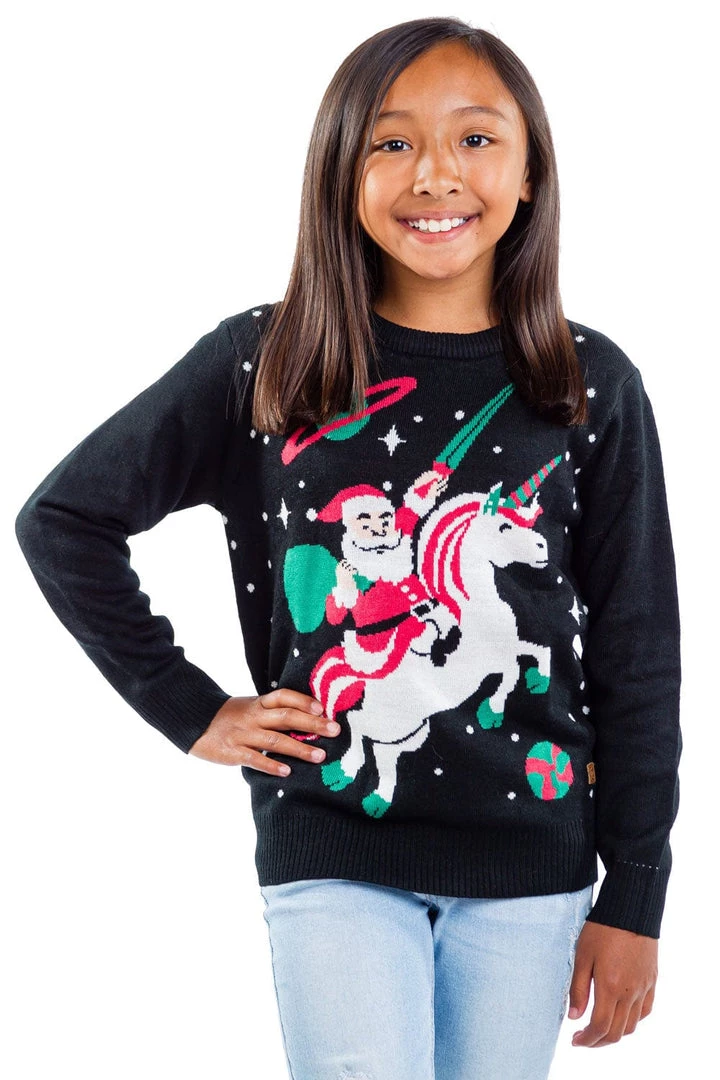 Tipsy Elves Kids & Baby Boy's / Girl's Santa Unicorn Sweater